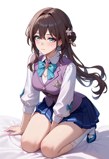 star rail,ruan mei,spring,student uniform,vest  - AI generated anime art